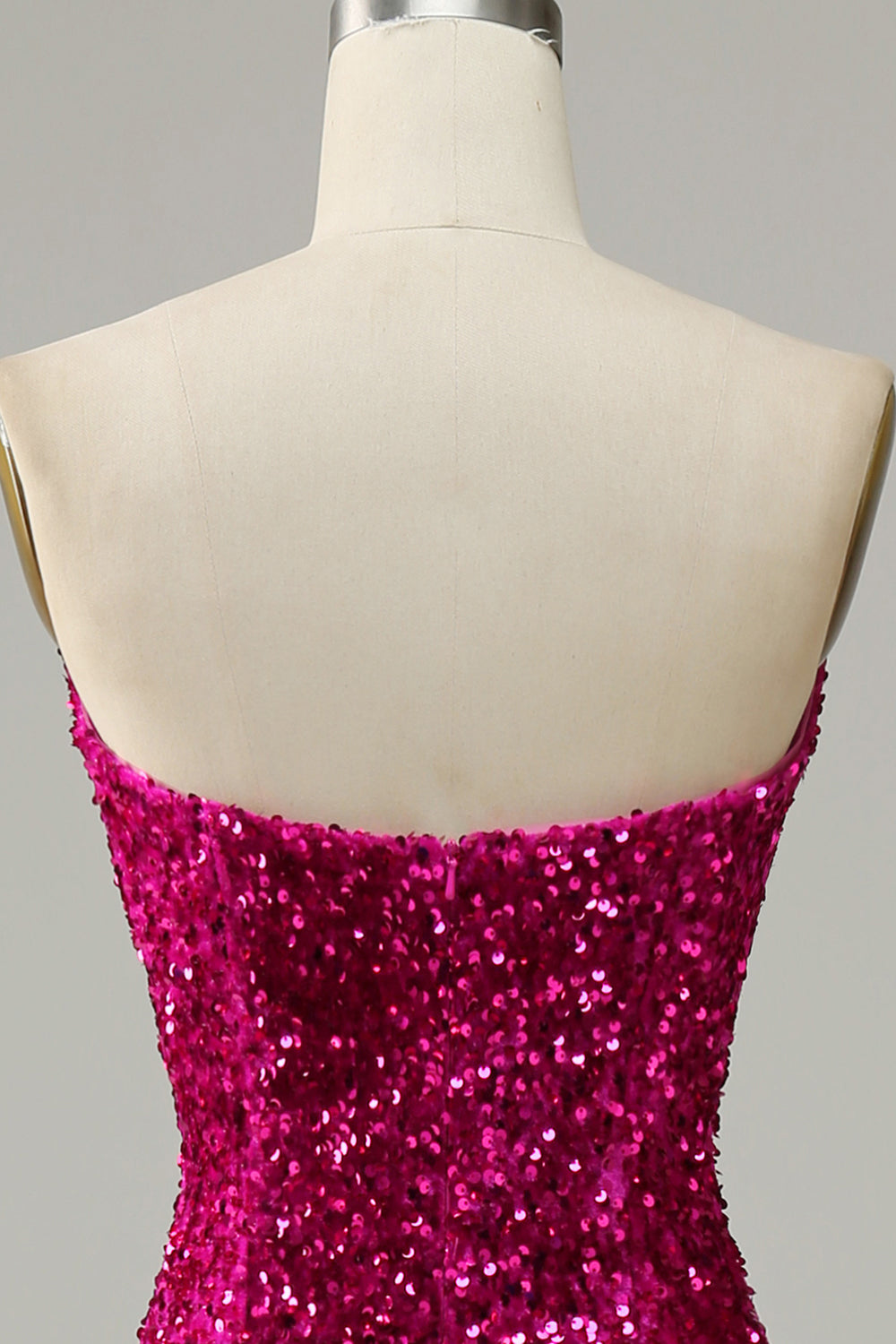 Fuchsia Sweetheart Neck Sequined Mermaid Ball Dress With Sweep Train