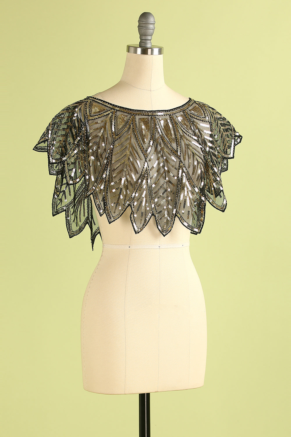 Black Sequin Glitter 1920s Cape