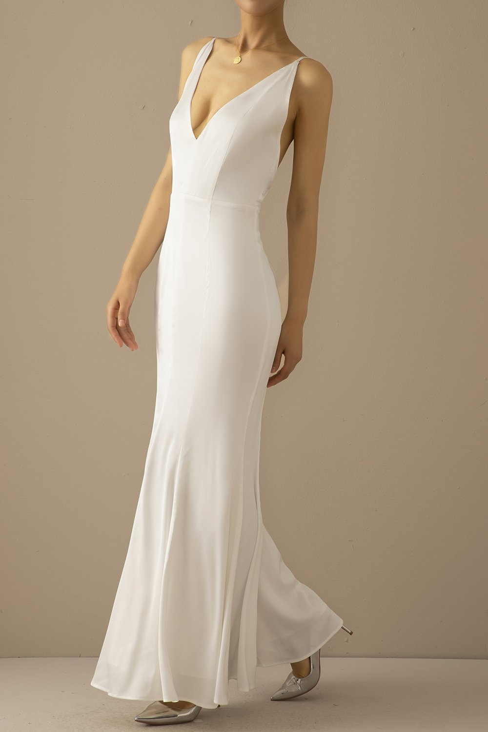 Mermaid Blue V-Neck Long Ball Dress