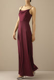 Burgundy Simple Long Bridesmaid Dress