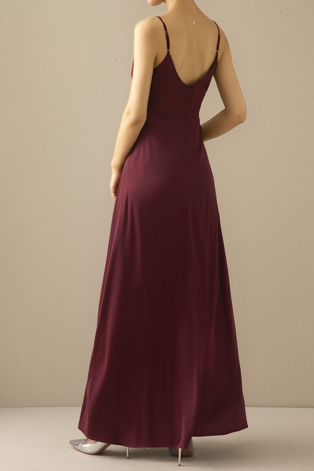 Burgundy Simple Long Bridesmaid Dress