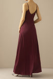 Burgundy Simple Long Bridesmaid Dress
