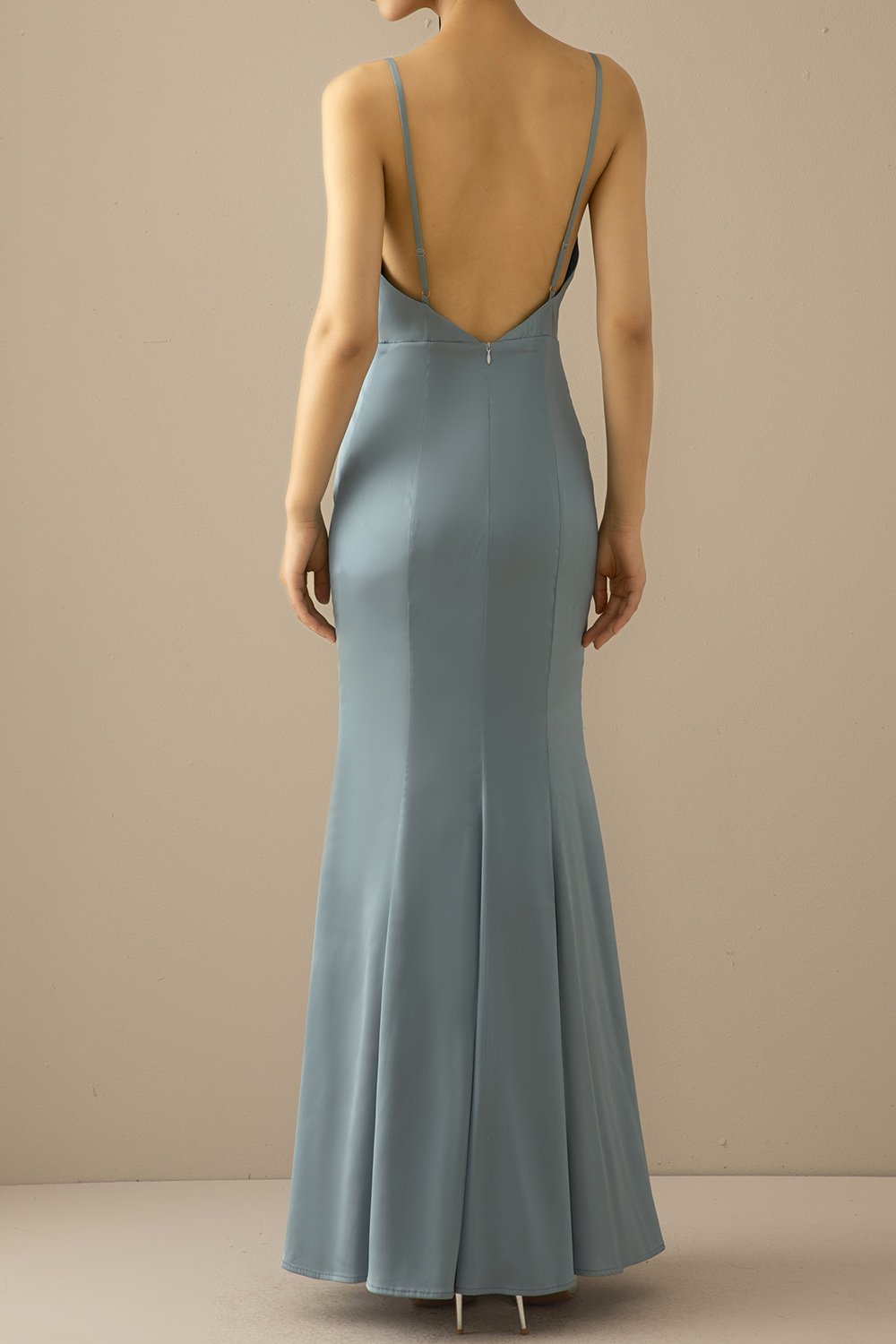 Mermaid Blue V-Neck Long Ball Dress