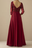 Burgundy Mother of the Bride Dress With Sleeves
