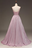 Glitter Spaghetti Straps Corset Blush Ball Dress with Beading