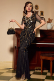 Sequins Black Long 1920s Dress