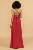 Chiffon Lace-up Back Bridesmaid Dress