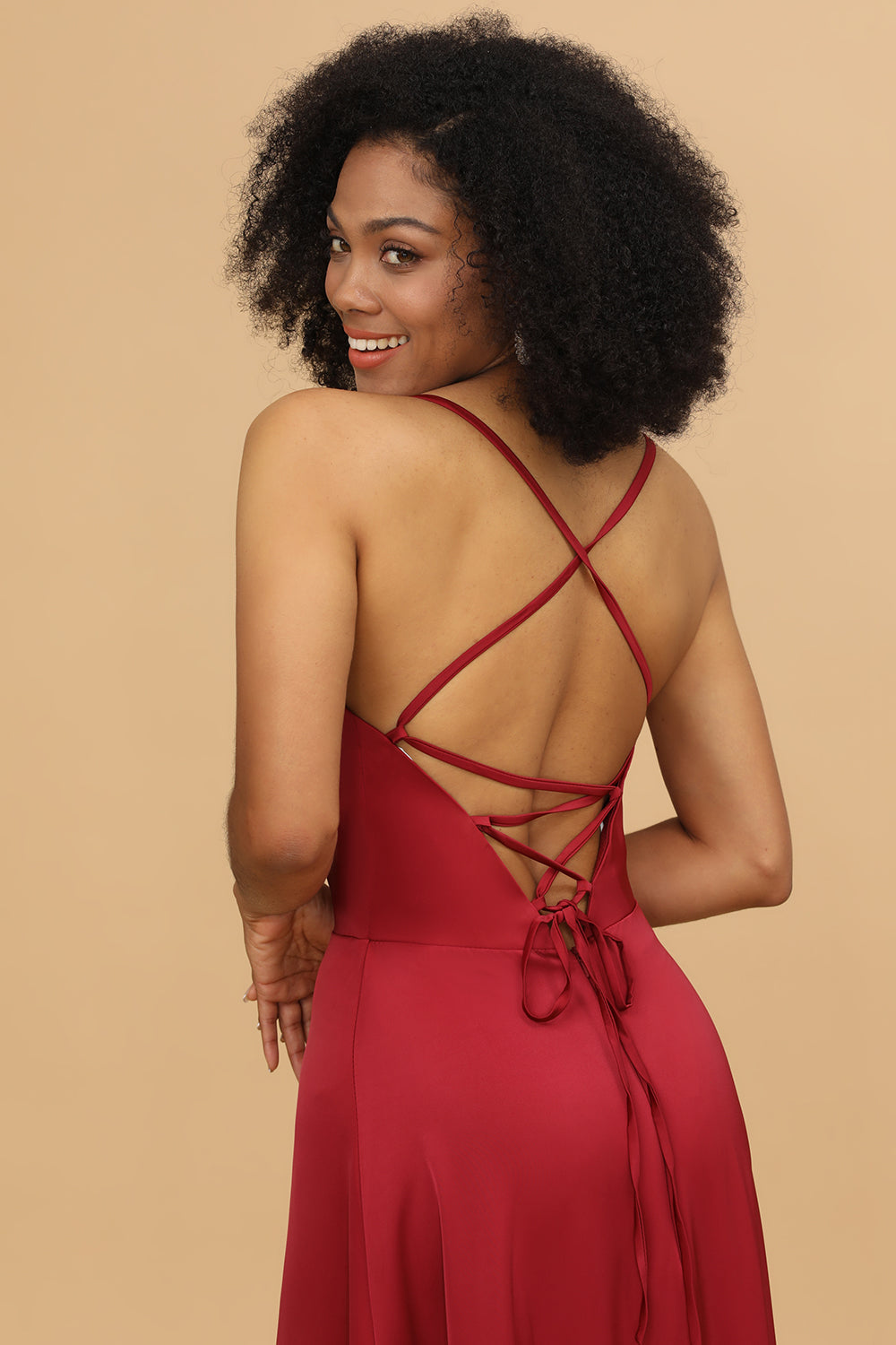 Chiffon Lace-up Back Bridesmaid Dress