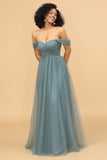 Off the Shoulder Chiffon Bridesmaid Dress with Ruffles
