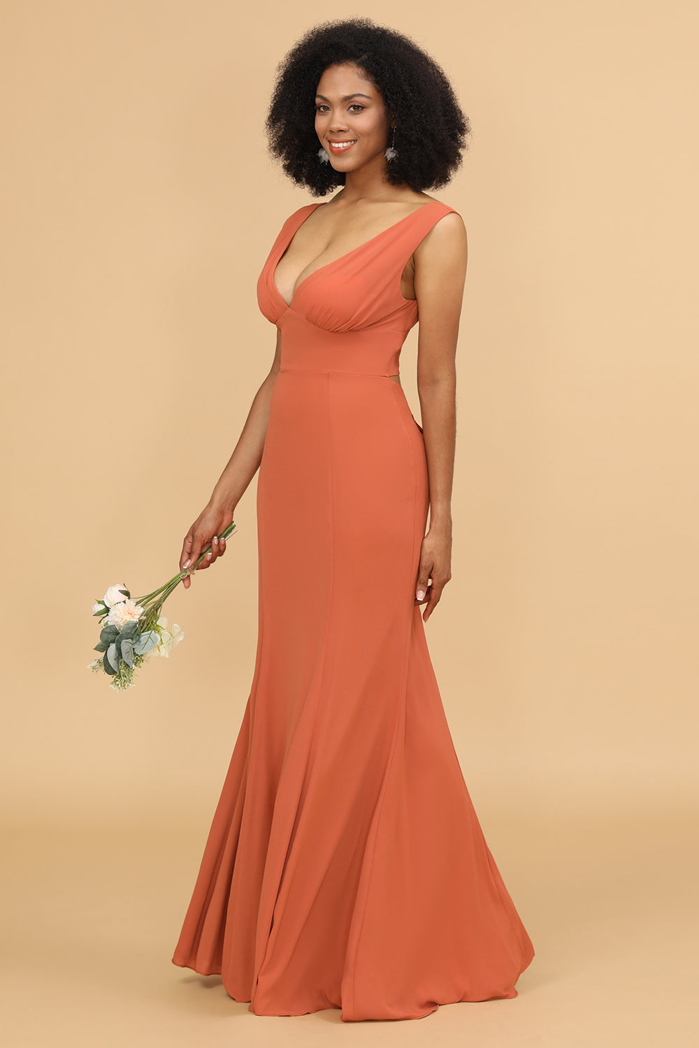 V-neck Mermaid Chiffon Bridesmaid Dress