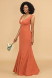 V-neck Mermaid Chiffon Bridesmaid Dress