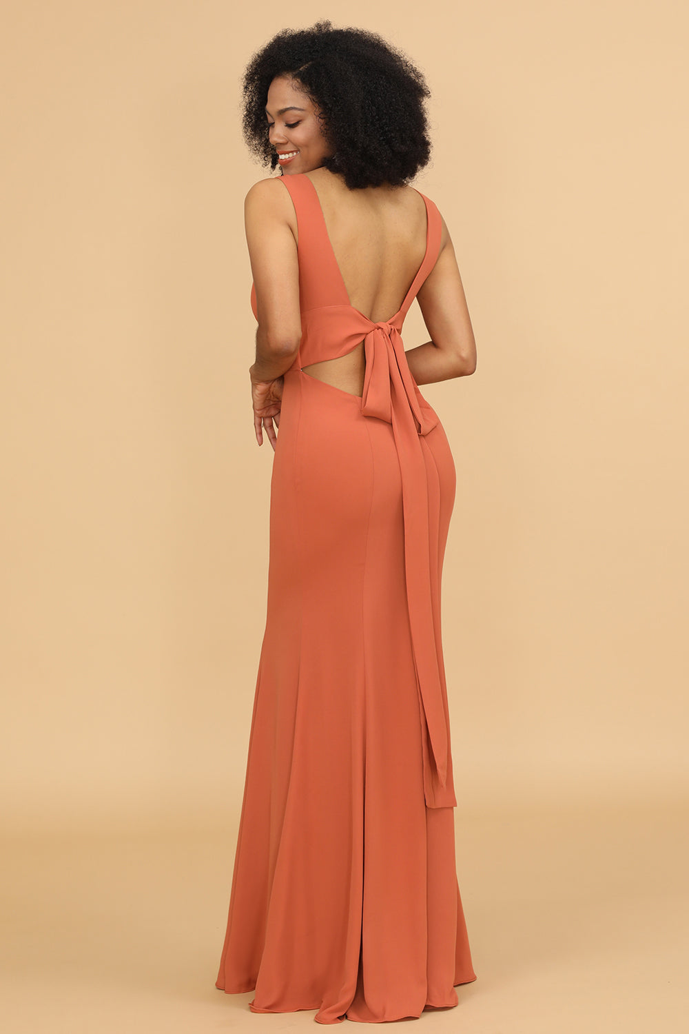 V-neck Mermaid Chiffon Bridesmaid Dress