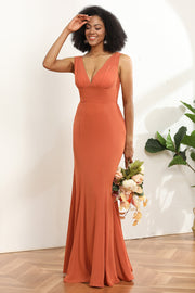 V-neck Mermaid Chiffon Bridesmaid Dress