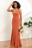 V-neck Mermaid Chiffon Bridesmaid Dress