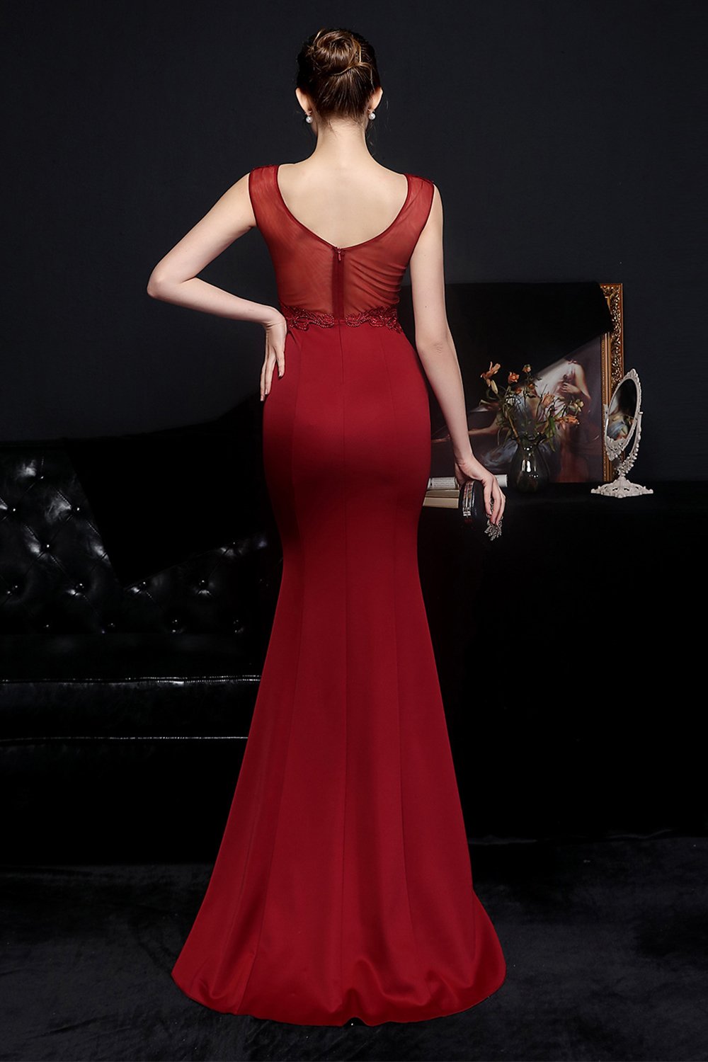 Blush Body-Hugging Mermaid Evening Gown