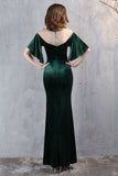 Champagne Velvet Mermaid Long Ball Dress