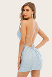Light Blue Short Party Dress