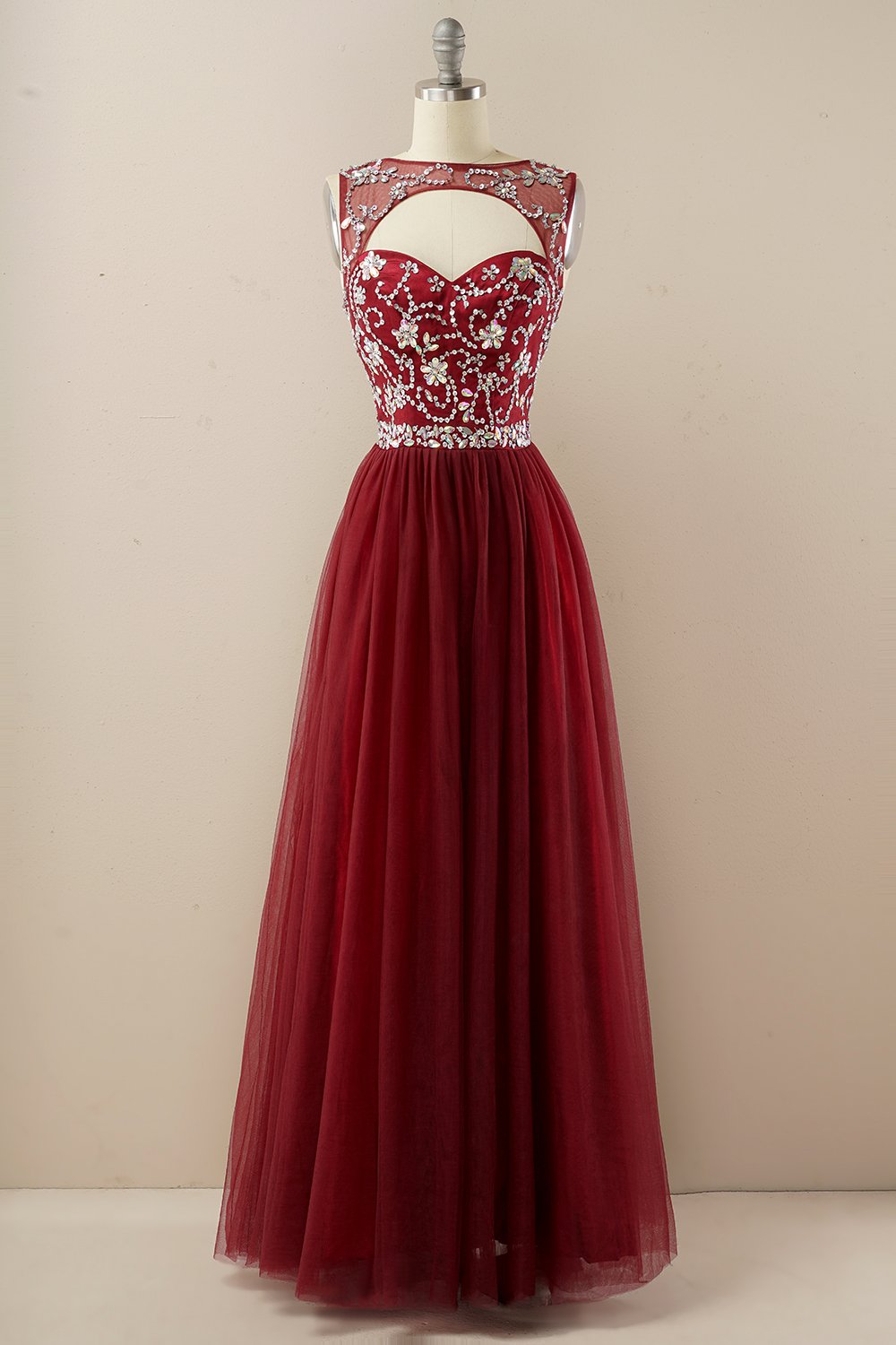 Beading Tulle Long Ball Dress