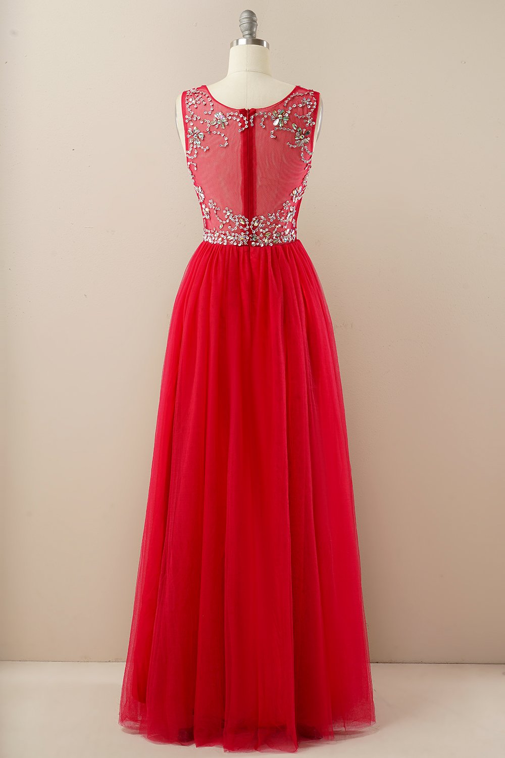 Beading Tulle Long Ball Dress