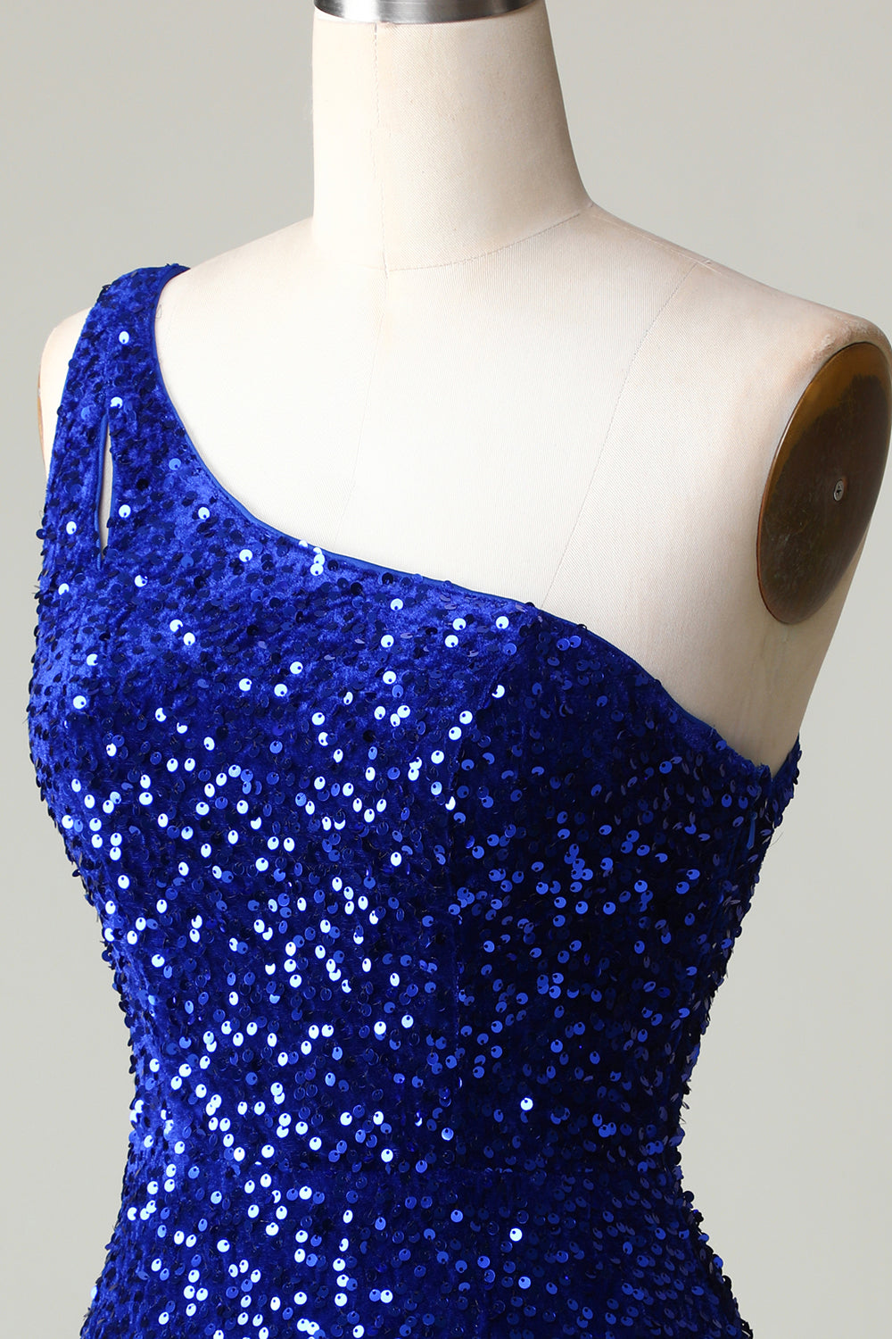 Sequins One-Shoulder Royal Blue Tight Beading Short Homecoming Dress