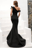 One-Shoulder Mermaid Black Ball Dress