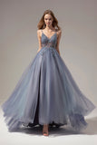 V-neck Long Ball Dress With Slit