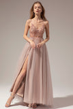 V-neck Long Ball Dress With Slit