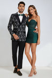 Trendy Strapless Dark Green Short Cocktail Dress with Beading