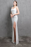Gold Mermaid Sequin V-Neck Ball Dress