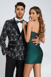 Trendy Strapless Dark Green Short Cocktail Dress with Beading