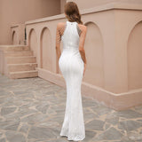Black Mermaid Floor-Length Sequin Evening Party Ball Dress
