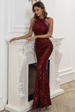 Black Mermaid Floor-Length Sequin Evening Party Ball Dress