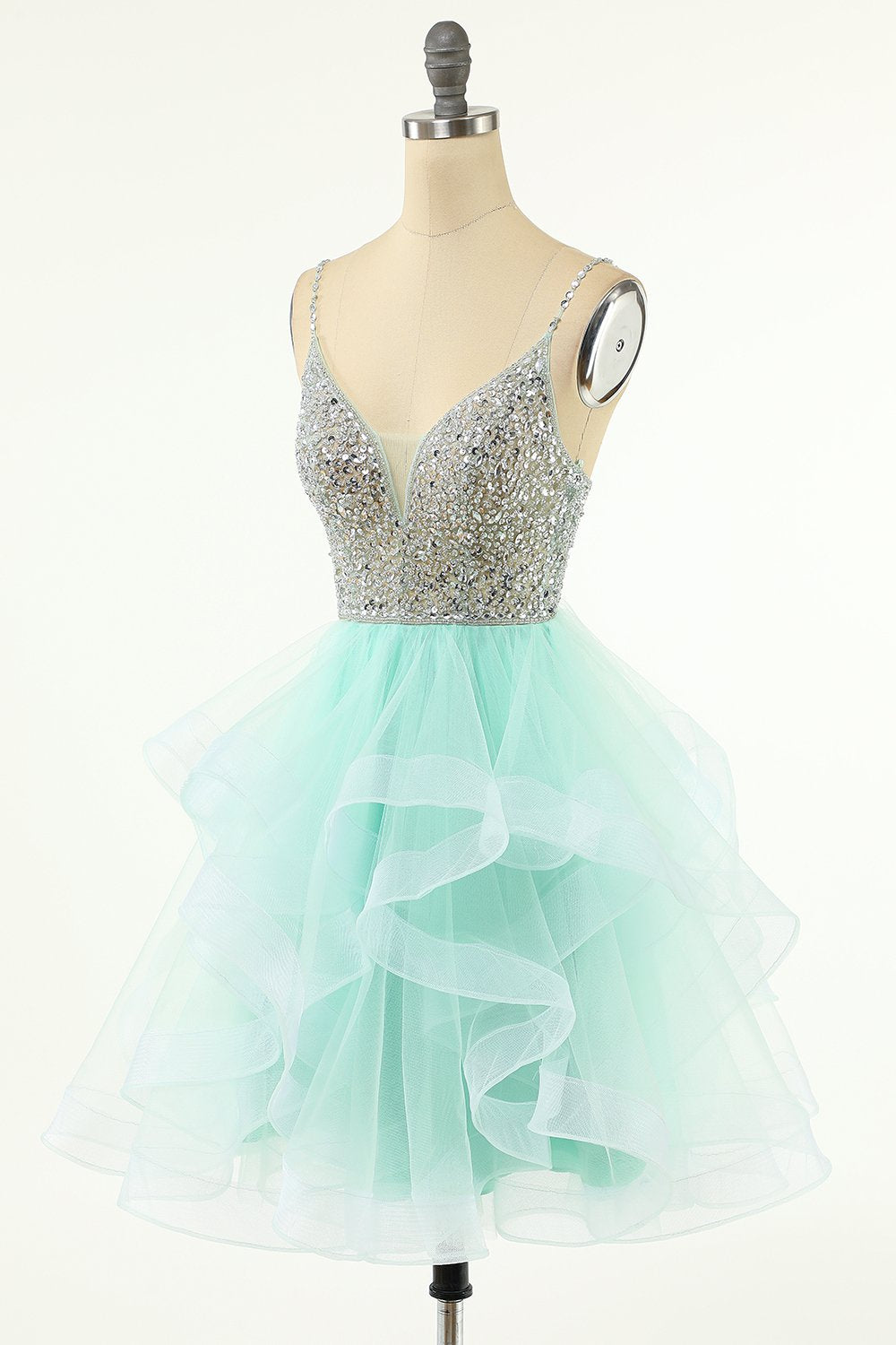 Pink Beaded Short Tulle Dress