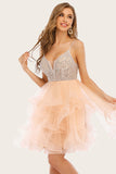 Pink Beaded Short Tulle Dress