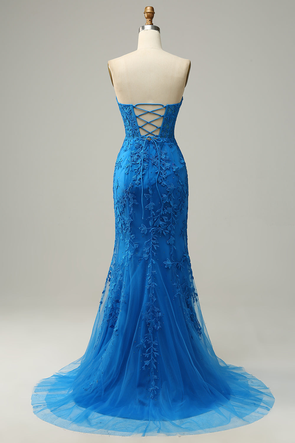 Royal Blue Mermaid Sweetheart Long Ball Dress with Criss Cross Back