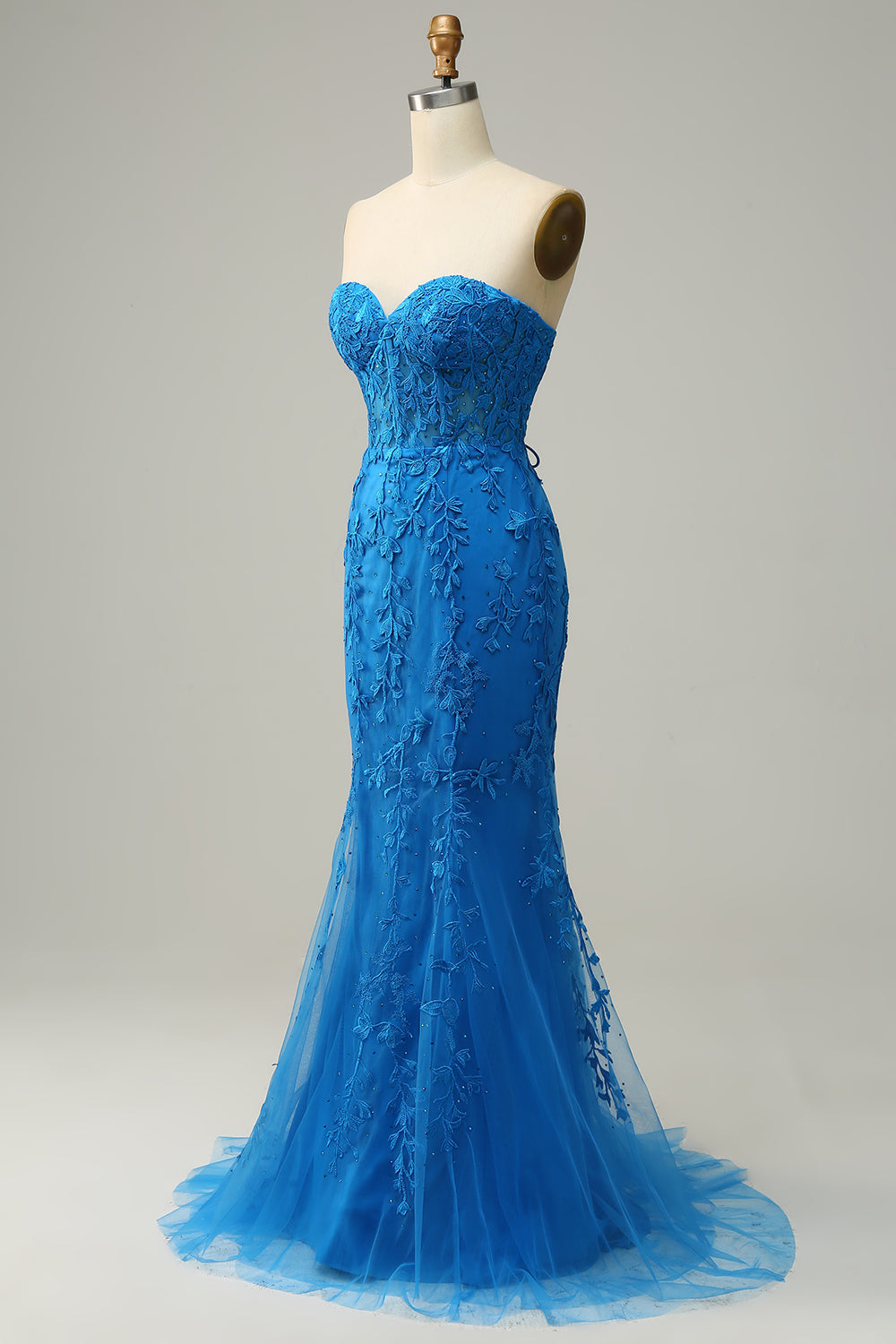 Royal Blue Mermaid Sweetheart Long Ball Dress with Criss Cross Back