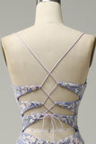 Mermaid V Neck Light Blue Long Ball Dress with Appliques Beading