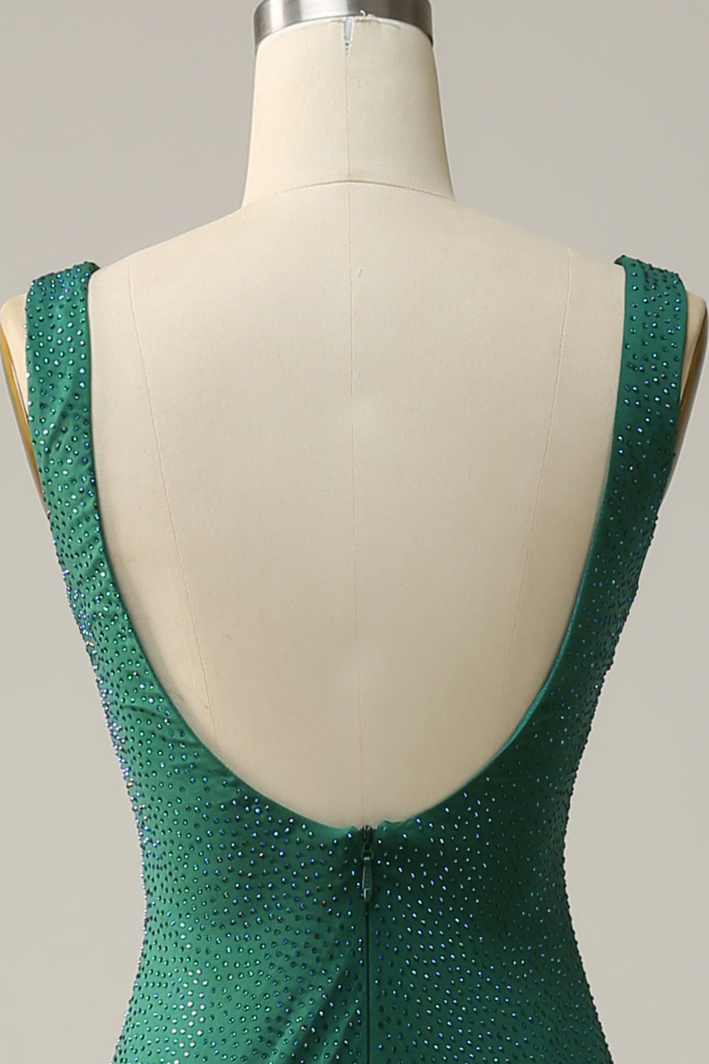 Mermaid V Neck Green Long Ball Dress with Beading