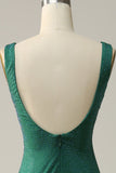 Mermaid V Neck Green Long Ball Dress with Beading