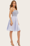 Grey Beaded Short Party Dress