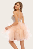Pink Beaded Short Tulle Dress