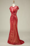 Luxurious Mermaid Jewel Neck Champagne Ball Dress with Beading