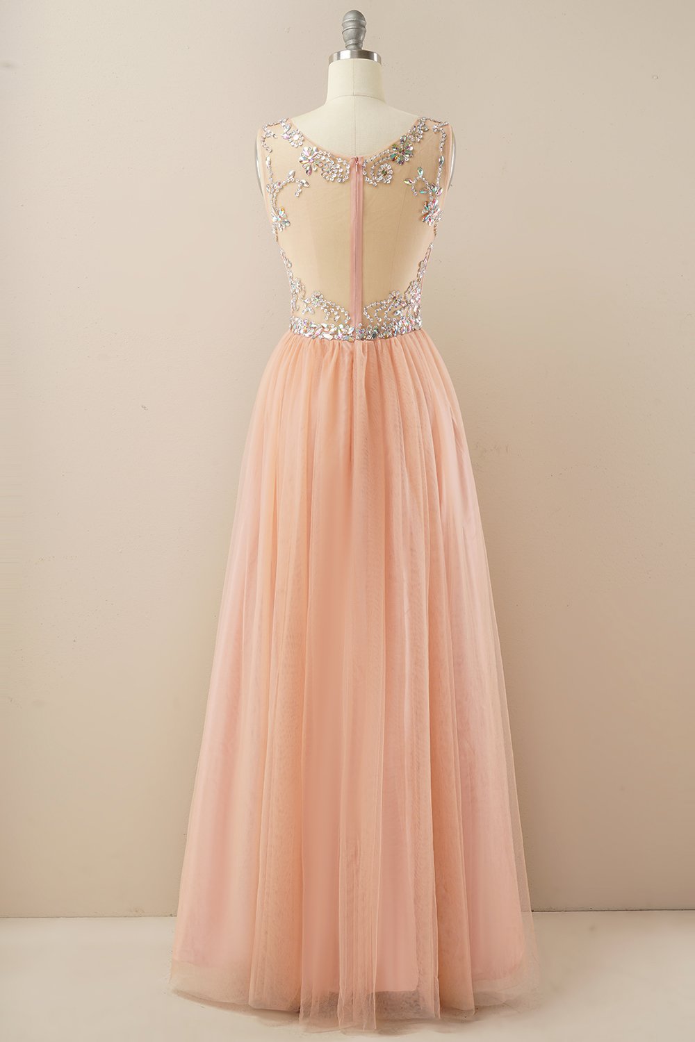 Beading Tulle Long Ball Dress