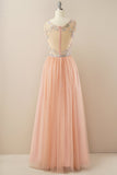 Beading Tulle Long Ball Dress