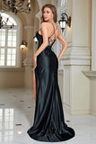 Fuchsia Mermaid Spaghetti Straps Long Ball Dress With Slit