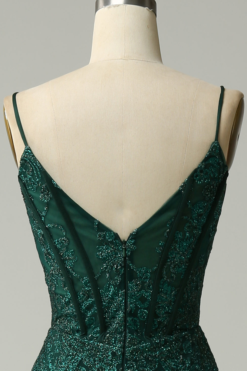 Mermaid Spaghetti Straps Peacock Green Ball Dress with Appliques
