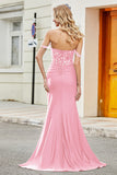 Fuchsia Mermaid Off The Shoulder Long Ball Dress with Sequins