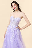 A Line Sweetheart Purple Long Ball Dress with Appliques