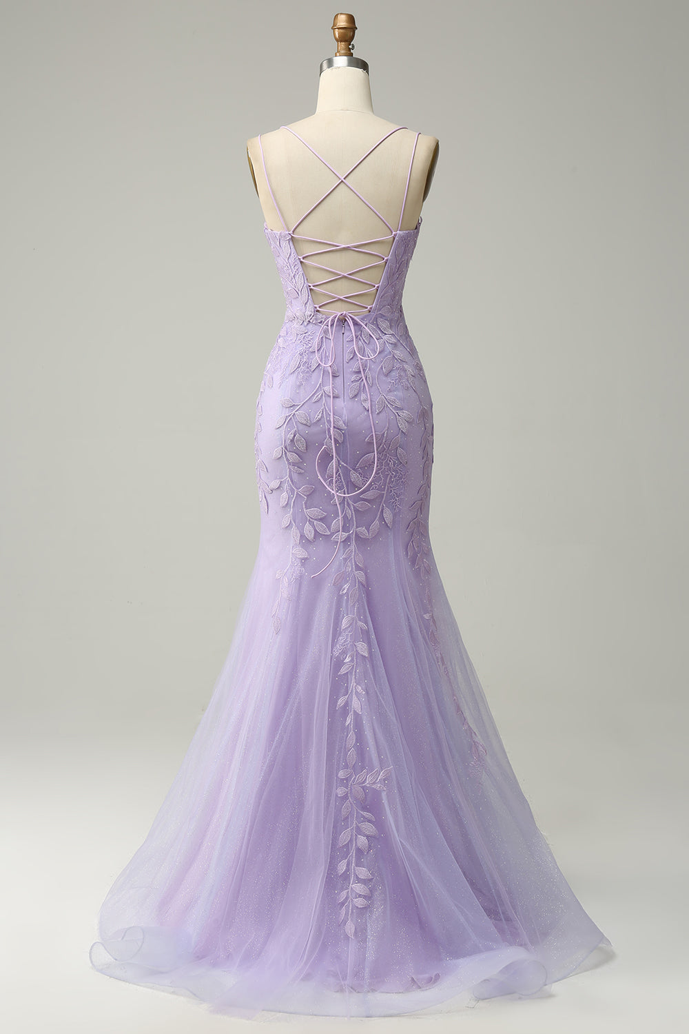 Spaghetti Straps Mermaid Blue Long Ball Dress With Appliques