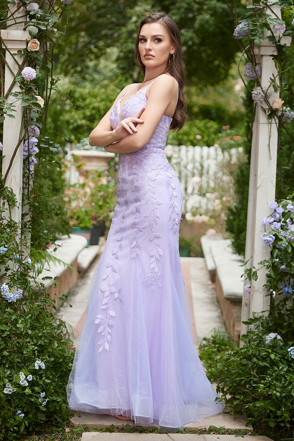 Purple Spaghetti Straps Mermaid Long Ball Dress With Appliques